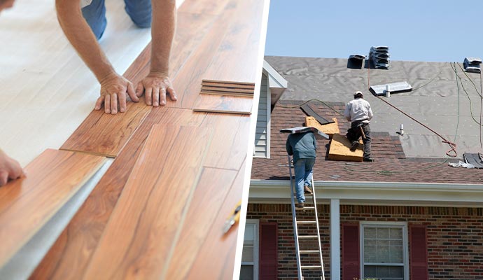 Collage of flooring and roofing service