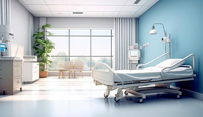 Painted hospital room