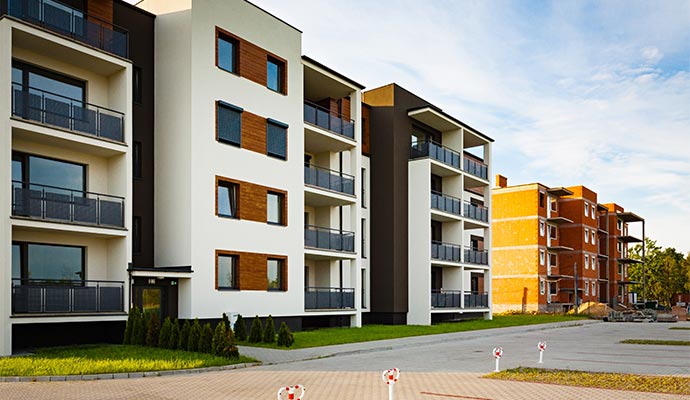 Modern apartment building complex