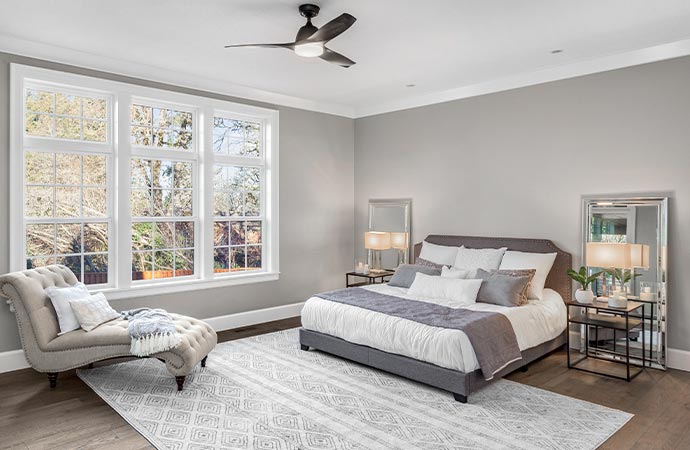 Beautiful bedroom with large window