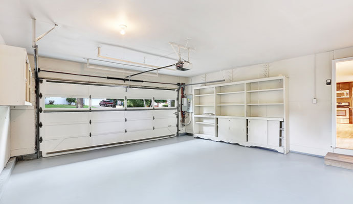 A clean and organized residential garage.