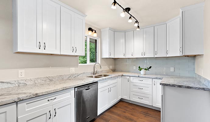 Smooth and finished kitchen interior with polished cabinets