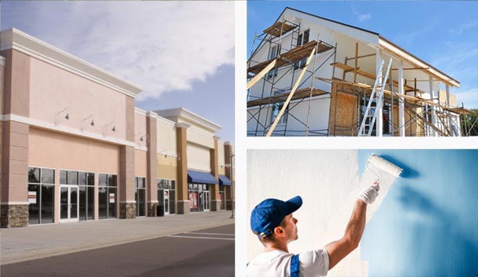 Collage of commercial painting services