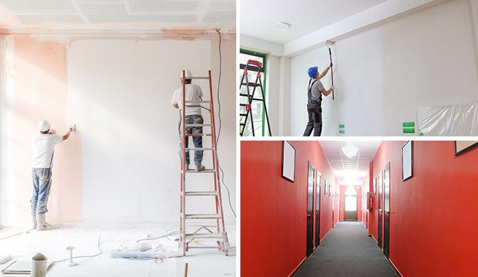 Collage of wall, ceiling and corridor painting service Collage of wall, ceiling and corridor painting service