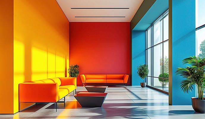 Colorful painted commercial space