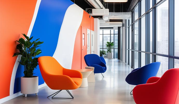 Colorful painted office space