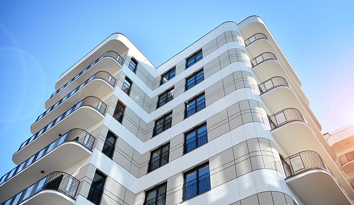 Modern hotel building exterior with elegant design