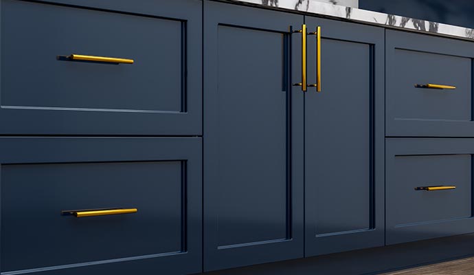 Navy blue storage cabinets for modern spaces