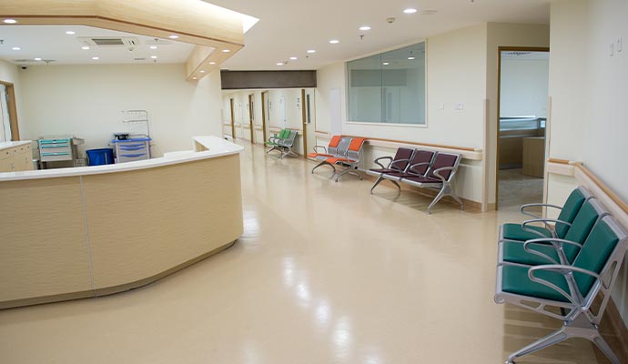 Freshly painted hospital reception interior