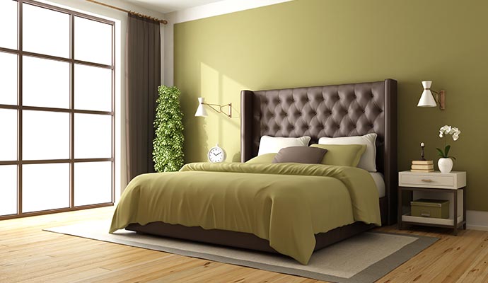 Green painted bedroom