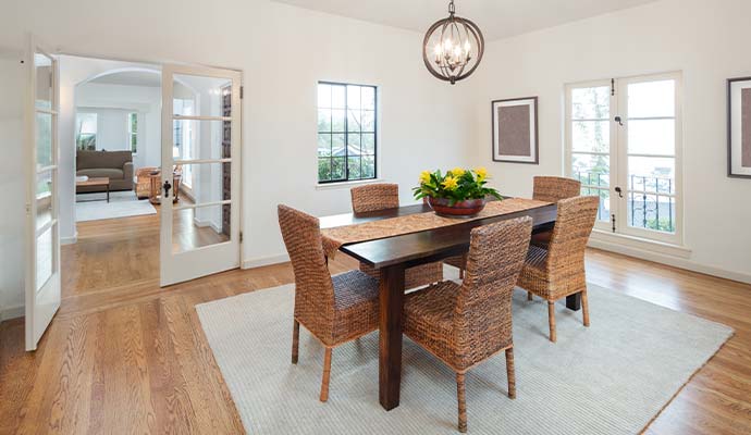 White painted dining room wall