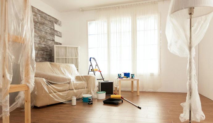 Living room painting in progress