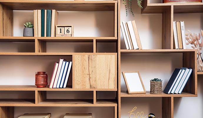 modern shelf units with books and decor bookshelves painting service