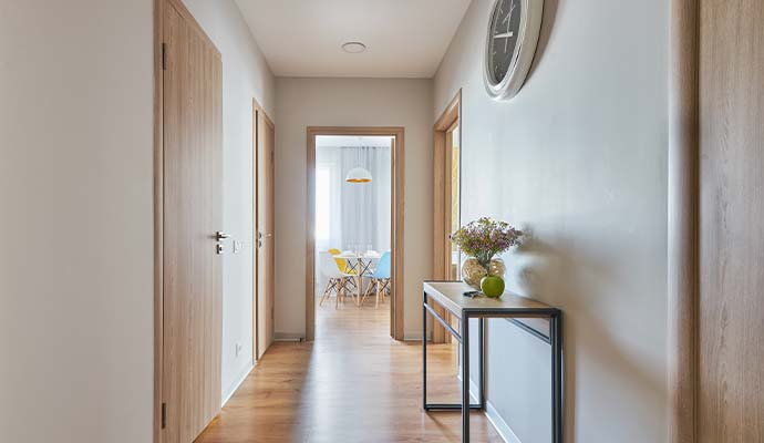 Painted hallway wall with beautiful color